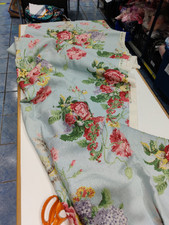 Vintage linen pale blue floral