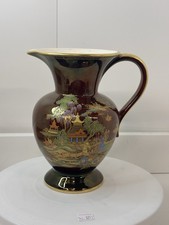 Vintage Large Crown Devon Fielding's Rouge Lustre Mikado Style Pitcher 21cm Tall