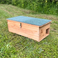 Wooden hedgehog feeding - hedgehog,