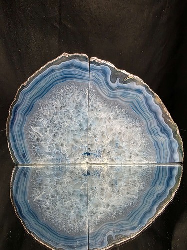 Blue agate silver edge - agate,