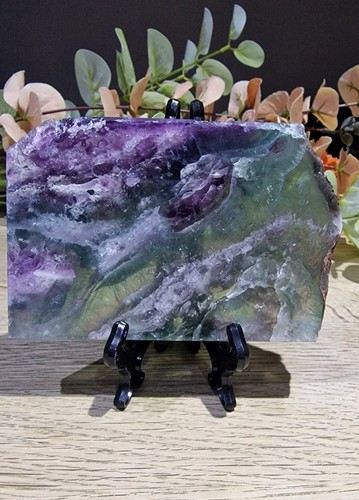 Rainbow fluorite crystal slab - crystal,