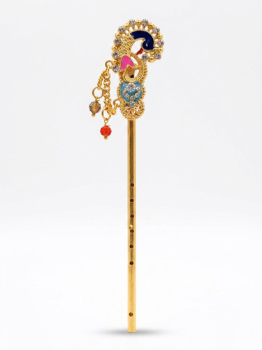 Gold plated peacock flute - gold,