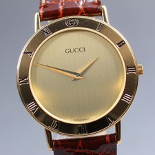 [N MINT in BOX] Vintage GUCCI 3000.2.M Gold Dial 33mm Men's Quartz Watch JP U750