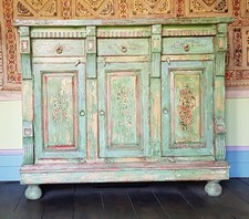 Large Hand Painted Indian Shabby Chic Cupboard/Sideboard