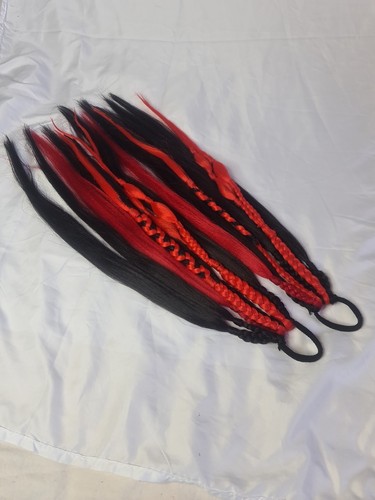 Red black pigtails - red,