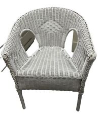 Lloyd Loom vintage rattan chair, painted white 