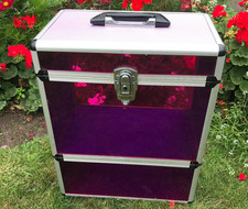 Transparent Purple Aluminium Make Up Vanity Hairdressing Case Tool Box