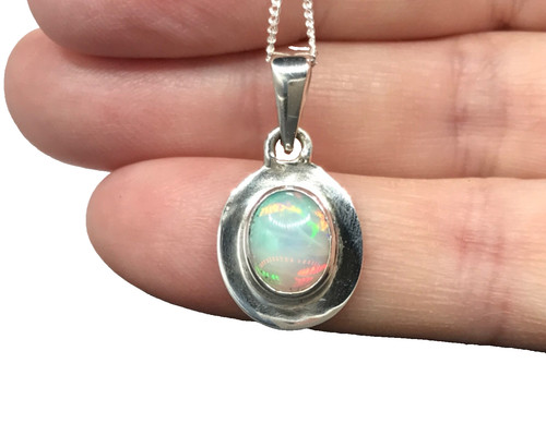 Ethiopian opal oval pendant - ethiopian,