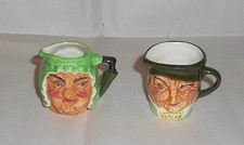 2 Vintage Artone Pottery Miniature Double Faced Toby Jugs