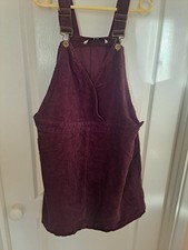 TU purple cord V neck pinafore dress size 16
