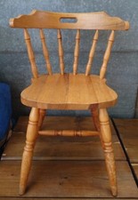 Old Used Cow Horn Spindle Back Pine Kitchen Farmhouse Chair Upcycle Project 
