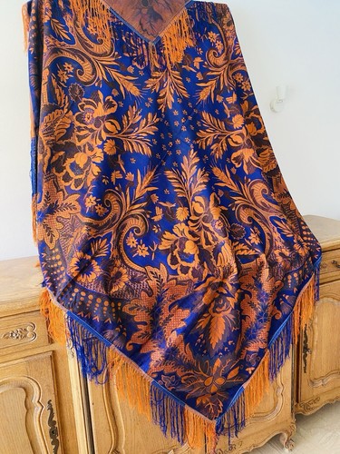 Huge antique silk shawl