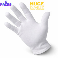 6 Pairs 100% Cotton White