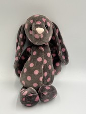 Jellycat Clover Bashful Bunny Grey Pink Polka Dots Limited Edition Jelly Cat