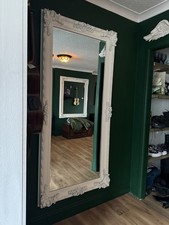 Large Antique Style Full Length Ornate White Wood Mirror 90cm wide x 190cm high 