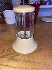 1950'S SUGAR DISPENSER -PUSH TOP - 6.75 IN TALL - BRITISH MADE ON BASE