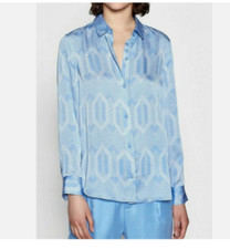 Equipment  Sz M LEEMA Long Sleeve Button Down Top Shirt Geometric Blue