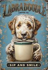 Labradoodle Coffee Co Metal Sign, Labradoodle Sign, Coffee Plaque