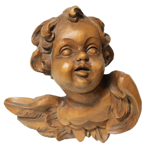 Old carved wooden angel - carved, figure