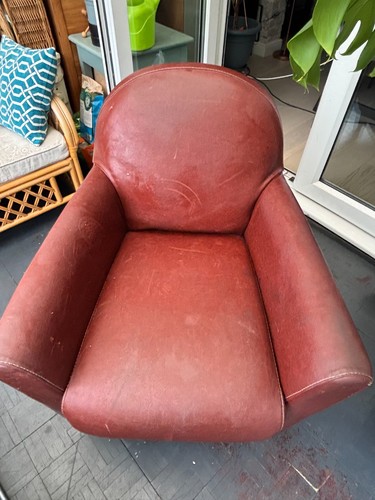 Vintage real leather armchair - vintage,
