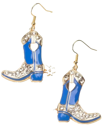 Blue cowgirl boot earrings - boot,
