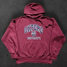 burgundy collegiate embroidery spell out oxford university hoodie, L