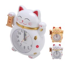 .›Lucky Cat Clock Accurate Plastic Cute Cartoon Good Lucky Cat Alarm Clock For H