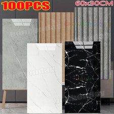 100X PVC Marble Tiles Wall Sticker Self-Adhesive Stick On Kitchen Bathroom Decor