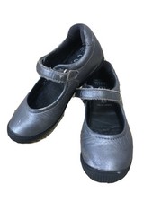 GEOX SHOES GIRLS Eu 28 UK 10 Silver Real LEATHER Strap On SMART Mary Jane