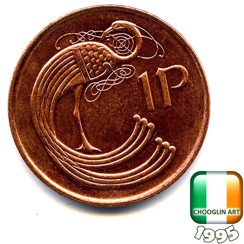 Irish 1995 penny coin - penny,