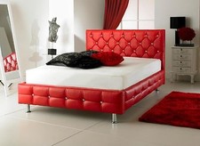 Red Diamond Faux Leather Bed Frame 3ft 4'6 Double 5ft King 6FT Super King Size