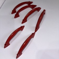 Retro  Red Plastic Cupboard Drawer Pull Handles x6  1960s 