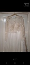 Wedding Dress Bride White Champagne Beaded Fit Size 12 UK