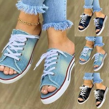 Women Peep Toe Backless Lace