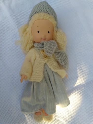 Doll with wool hair - hair, 10"