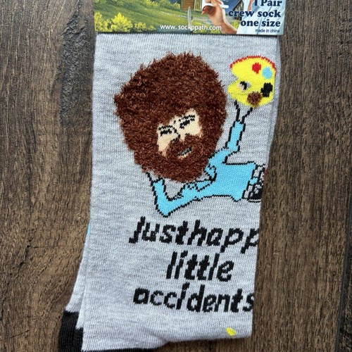 Bob ross socks just happy - socks,