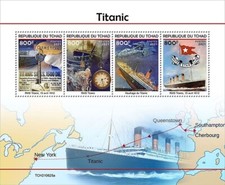 RMS TITANIC White Star Line Ocean Liner Ship MNH 4v-Stamp Sheet #156 (2021 Chad)