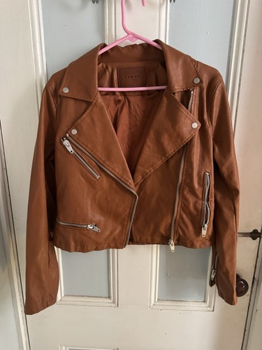 Brown faux leather jacket - brown, faux,