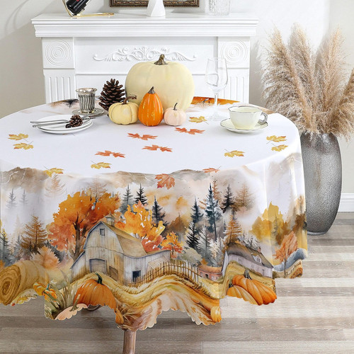 Fall round tablecloth - tablecloth, 70