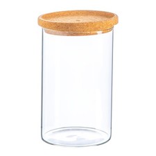 Scandi Storage Jar & Cork Lid Modern Food Kitchen Container 1 Litre Clear