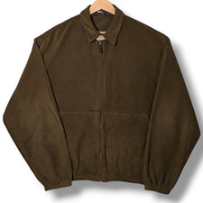 Vintage Polo Ralph Lauren Fleece Jacket Mens Large Khaki Olive Harrington USA