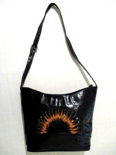 Vintage Glossy Black Leather