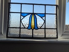 RENOVATED: Pretty 1930's  Stained Glass Window Panel Bow Design