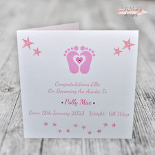 Personalised Congratulations New Auntie Uncle Baby Girl Boy Birth Card