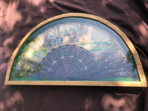 Antique hand fan mounted - fan,, in