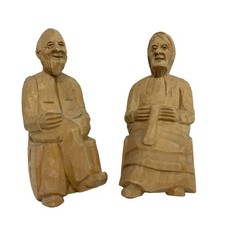 Hand Carved Wood ROCKING CHAIR Grandparents Old Man Old Woman 3.5in Whittling