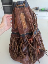 Vintage Leather Bucket Shoulder Bag With Tassels
