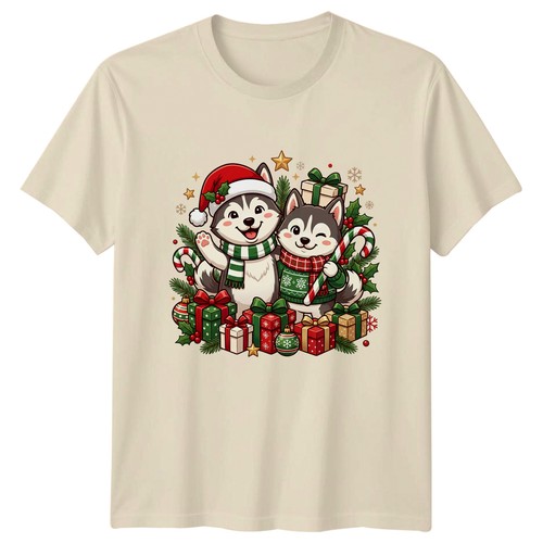 Cute christmas husky - cute, puppies