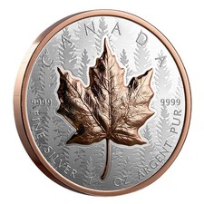 20 $ Dollar Ultra High Relief Maple Leaf Canada 1 Oz Silver + Rose Gold 2025