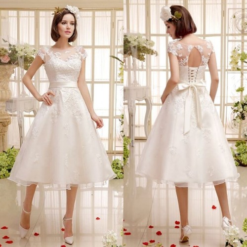 White wedding dresses short - wedding,